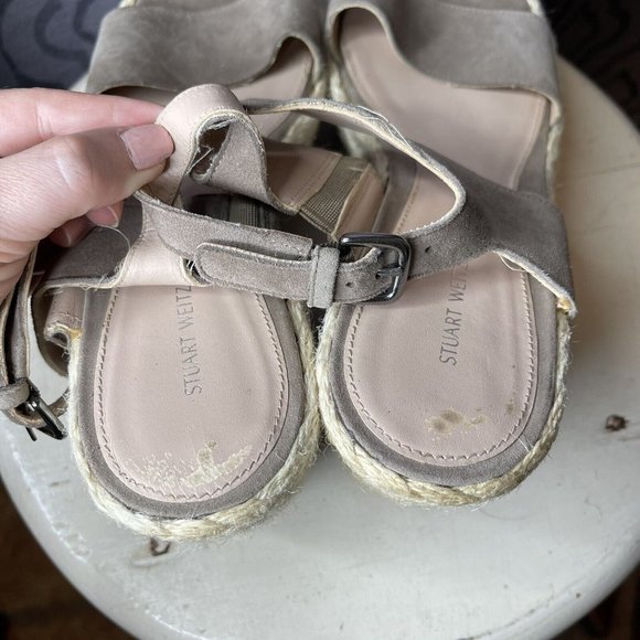 Stuart Weitzman Espadrilles Wedge Sandals 8 M Open Toe Womens Ankle Strap shoes - Picture 12 of 13